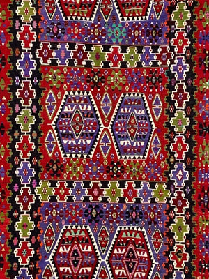 Large Vintage Turkish Kilim Rug 350x170 cm Wool Kelim