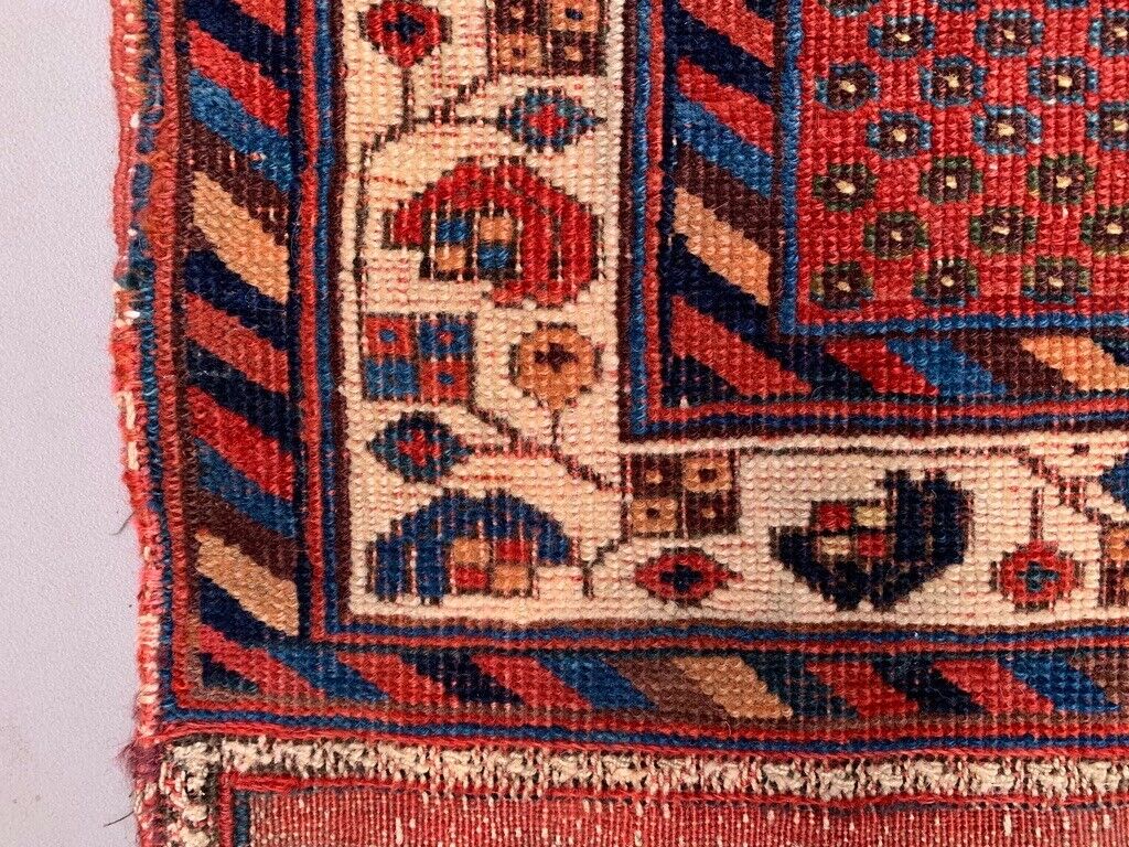 Vintage Kamseh Rug 130x97 cm, small, Tribal oriental Carpet truly Shabby Chic