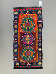 Vintage Turkish Mini Kilim 84x39 cm Wool Small Kelim Runner, shabby Chic