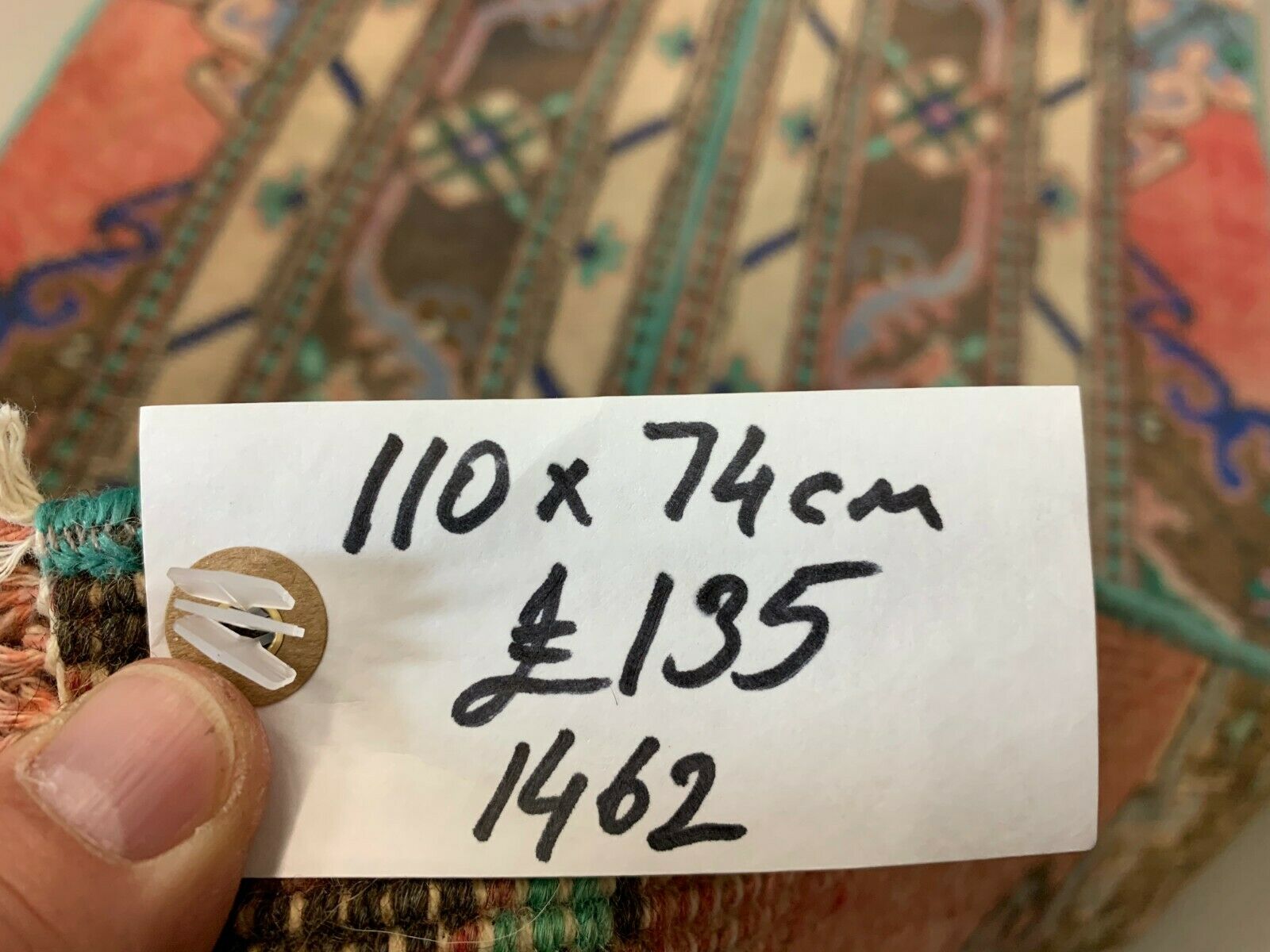 Distressed Turkish Rug 110x74 cm Vintage Shabby, Runner, Green, Brown Small kilimshop.myshopify.com