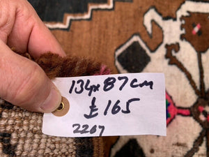 Vintage Turkish Rug 131x87 cm shabby carpet Kars Region Small