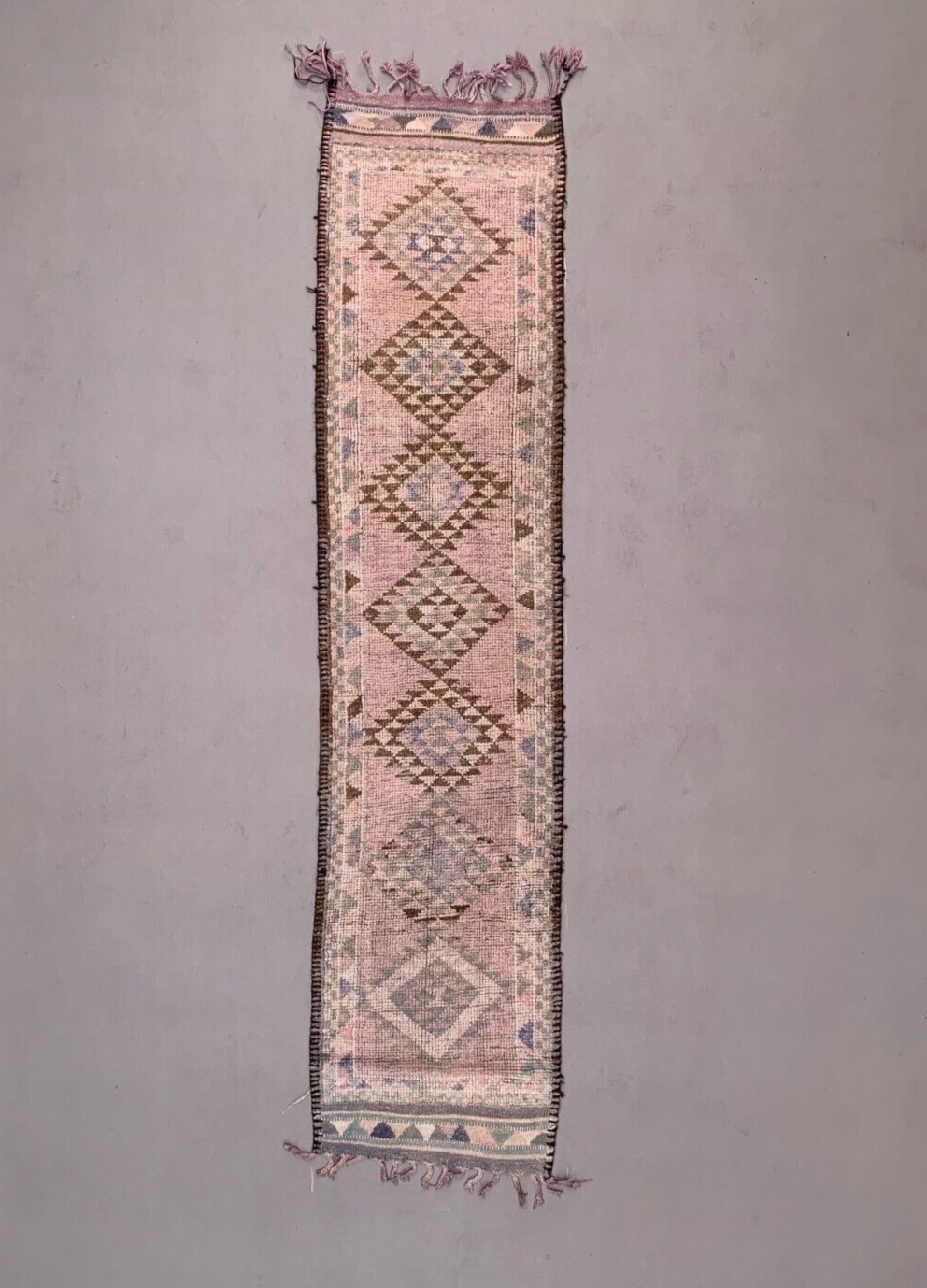 Vintage Turkish  Tribal Runner 364x84 cm veg dye wool rug tribal, handmade