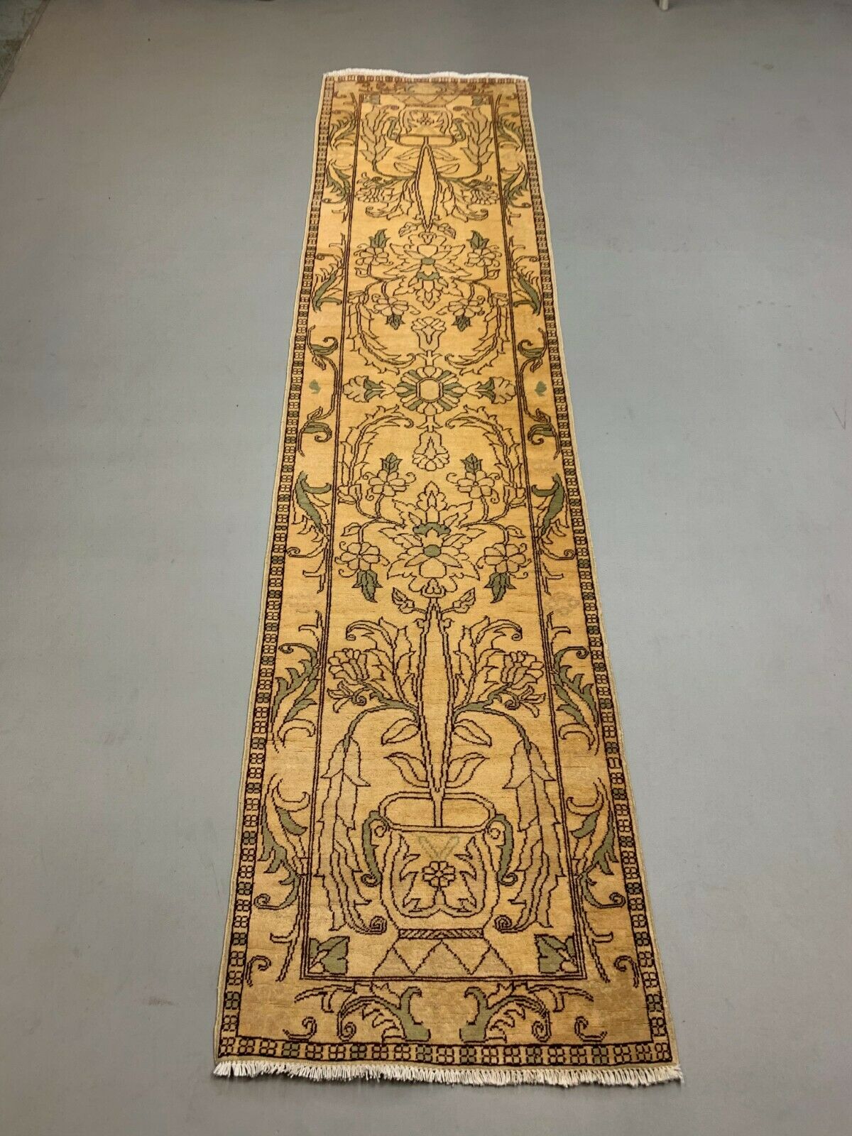 Long Ziegler Runner 342x82 cm, Afghan Chobi Rug, Red Green Beige