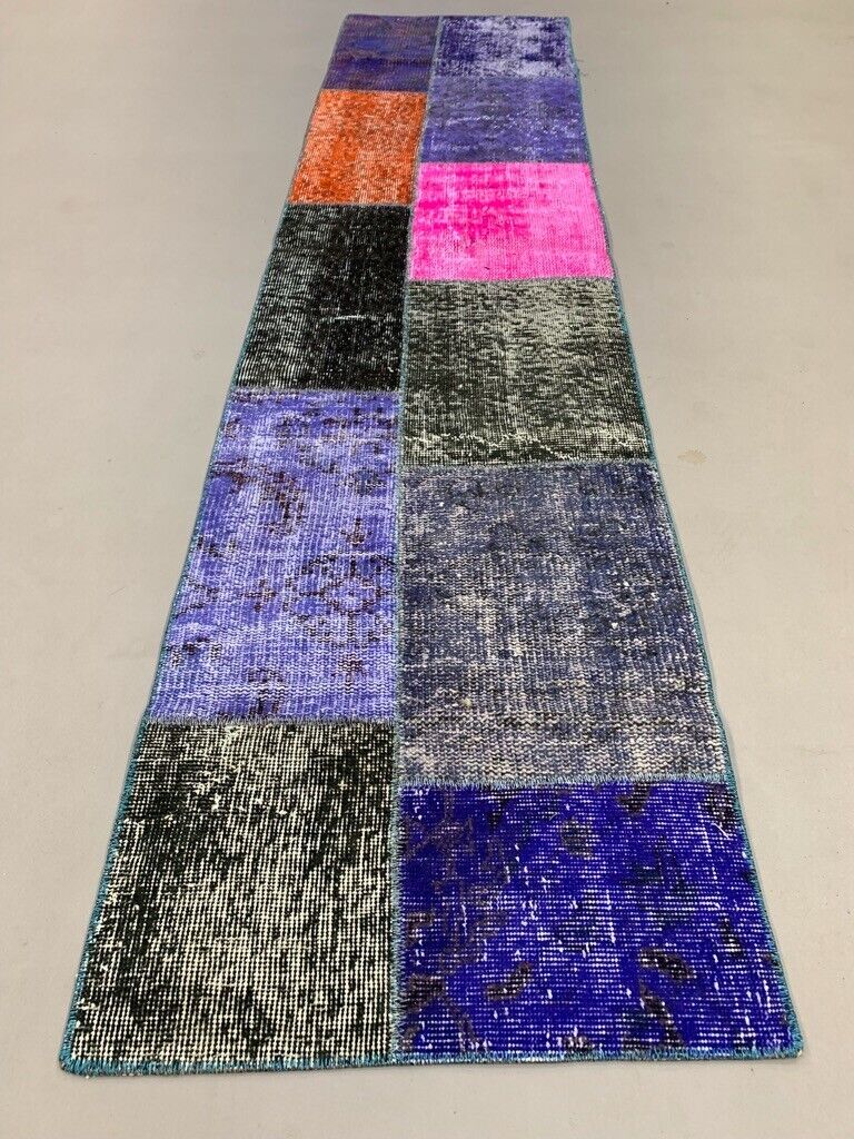 Vintage Turkish Patchwork Runner 250x60 cm Wool Rug 2173