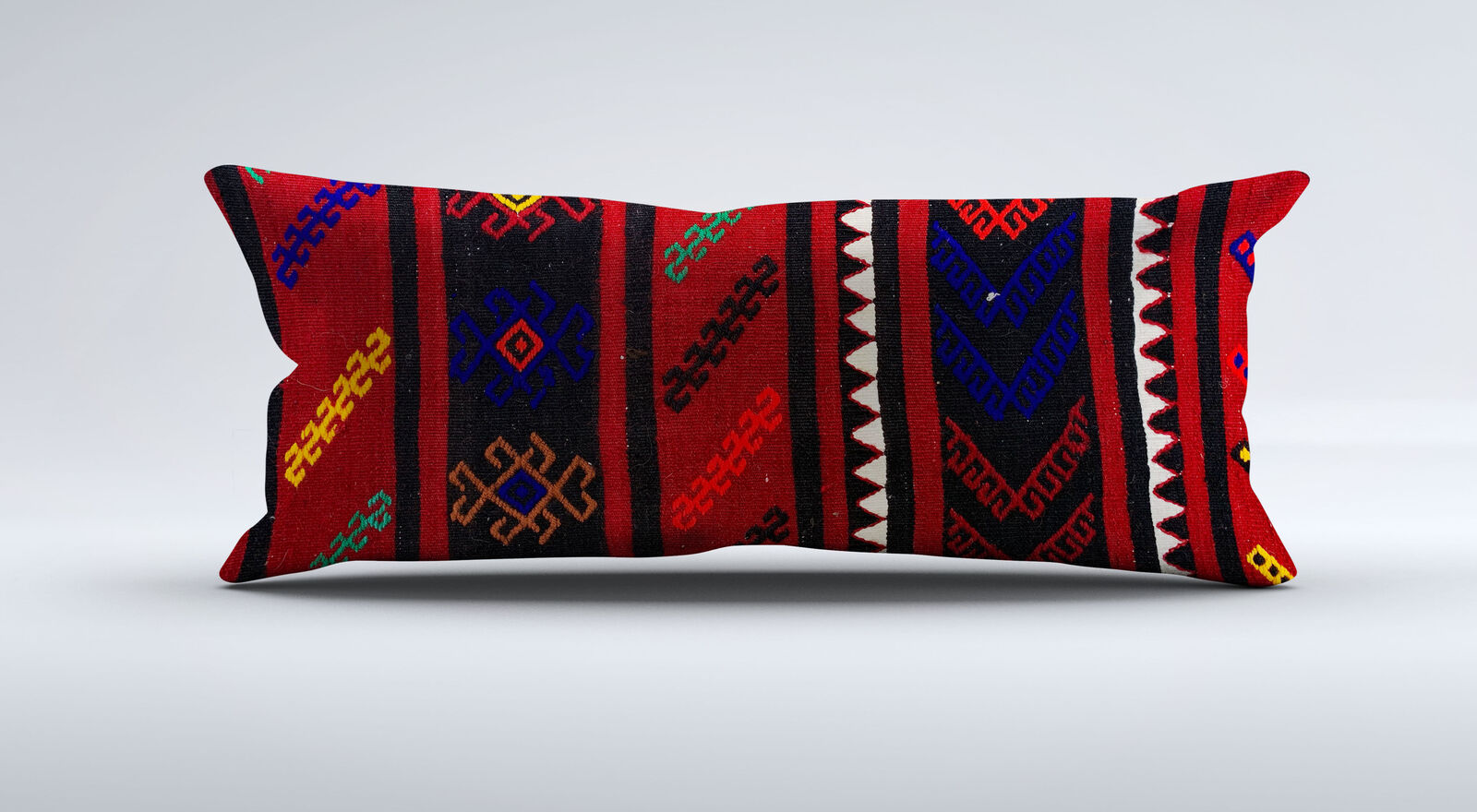 Vintage Turkish Kilim Cushion Cover 30x60 cm Lumbar Wool Kelim Pillowcase 36507