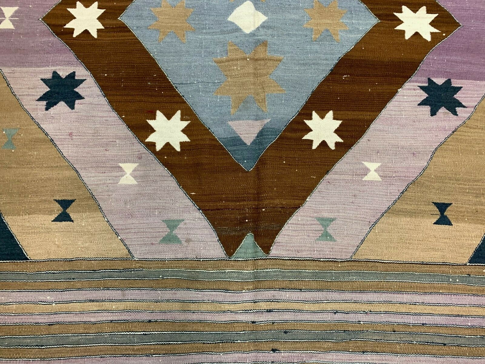 Vintage Turkish Kilim  242x174 cm Kelim Rug, Wool, Large Brown, Beige, Purple kilimshop.myshopify.com