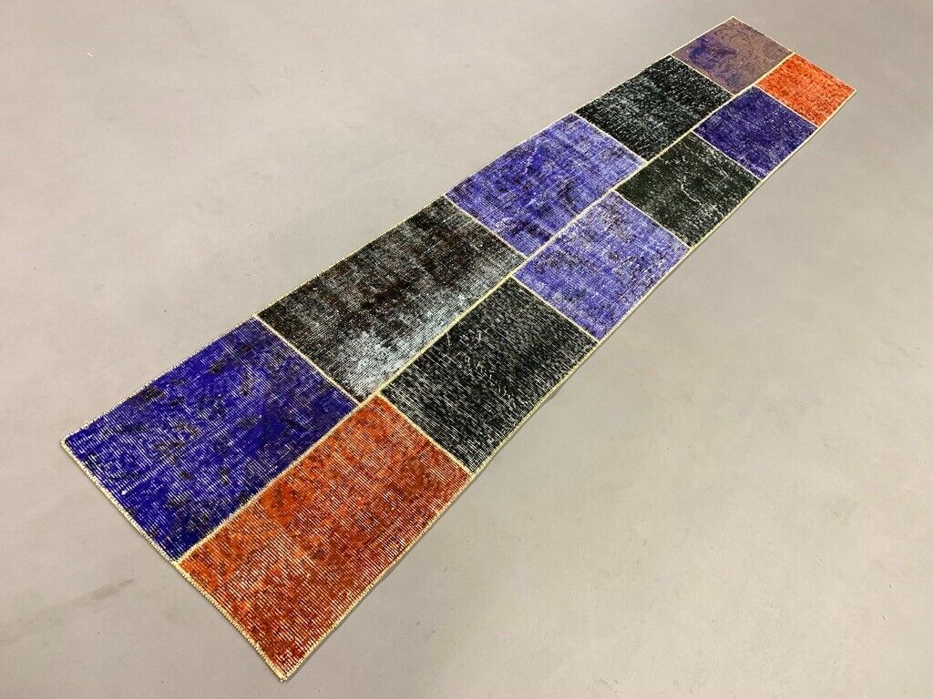 Vintage Turkish Patchwork Runner 300x60 cm Wool Rug 2182