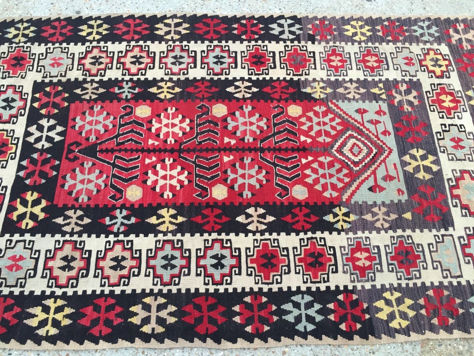 Antique Turkish Kilim Rug shabby vintage old wool country home Kelim 180x108cm Antiques:Carpets & Rugs kilimshop.myshopify.com