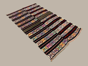 Vintage Turkish Kilim 210x128 cm wool kelim rug Beige, Brown, Black, Large