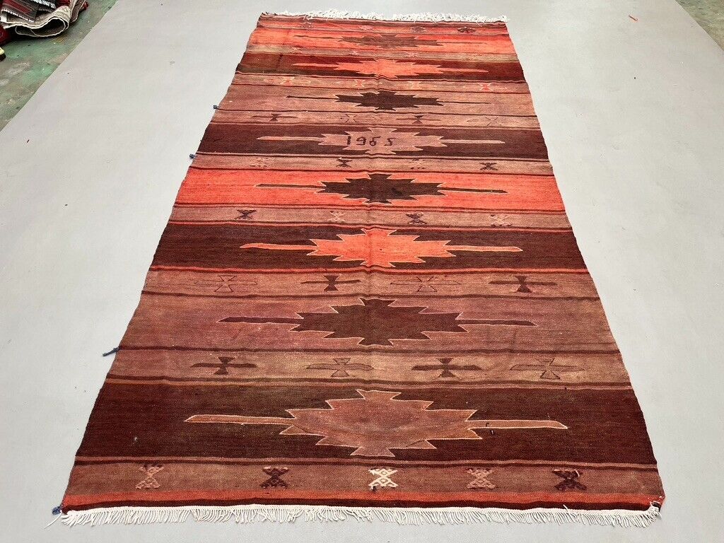 Large Vintage Turkish Kilim Rug 327x167 cm Wool Kelim