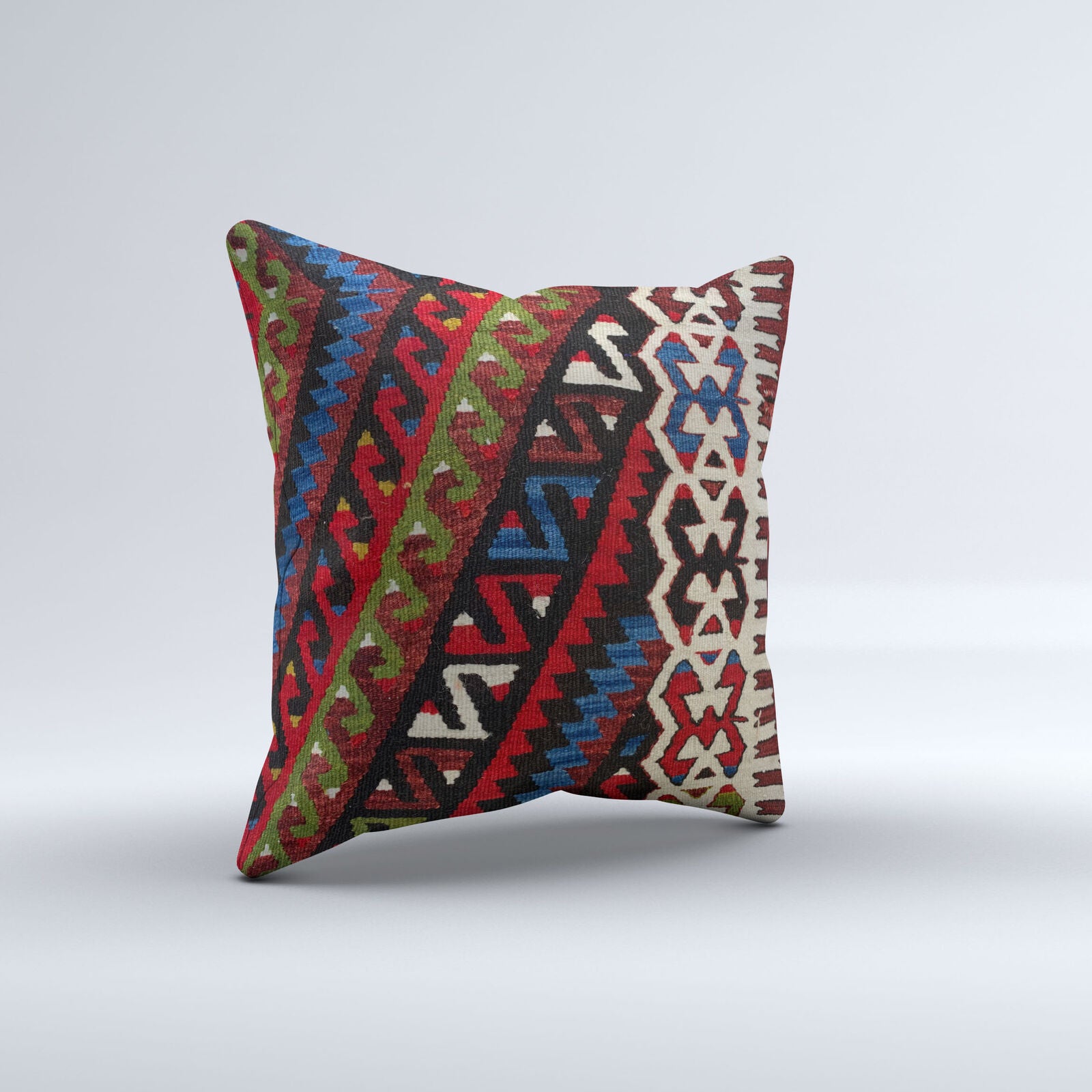 Vintage Turkish Kilim Cushion Cover 50x50 cm Square Wool Kelim Pillowcase 50483