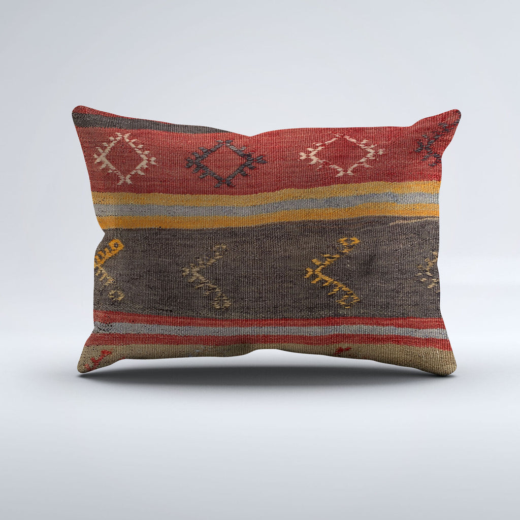 Vintage Turkish Kilim Cushion Cover 60x40 cm Wool Kelim Pillowcase 64658