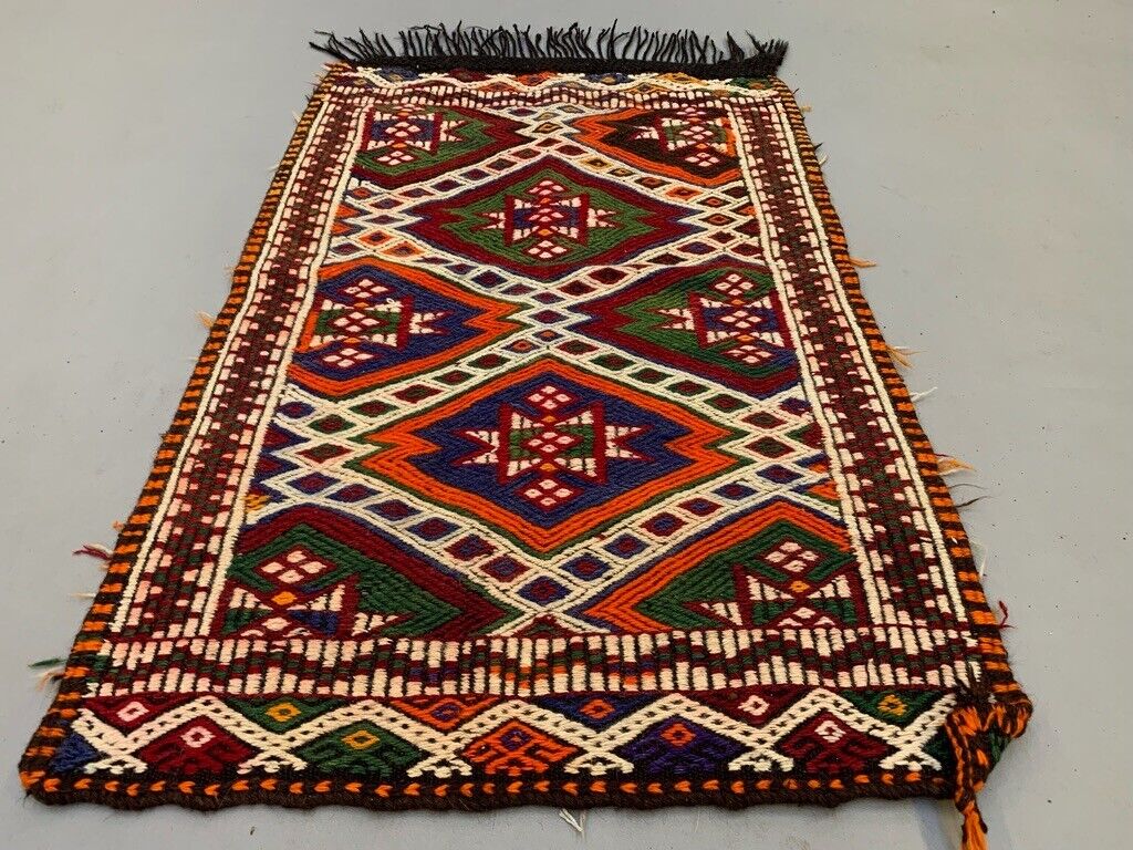 Small Vintage Turkish Kilim Rug 118x75 cm Wool Kelim