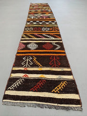 Old Turkish narrow Kilim Runner 300x51 cm shabby chic, vintage kelim