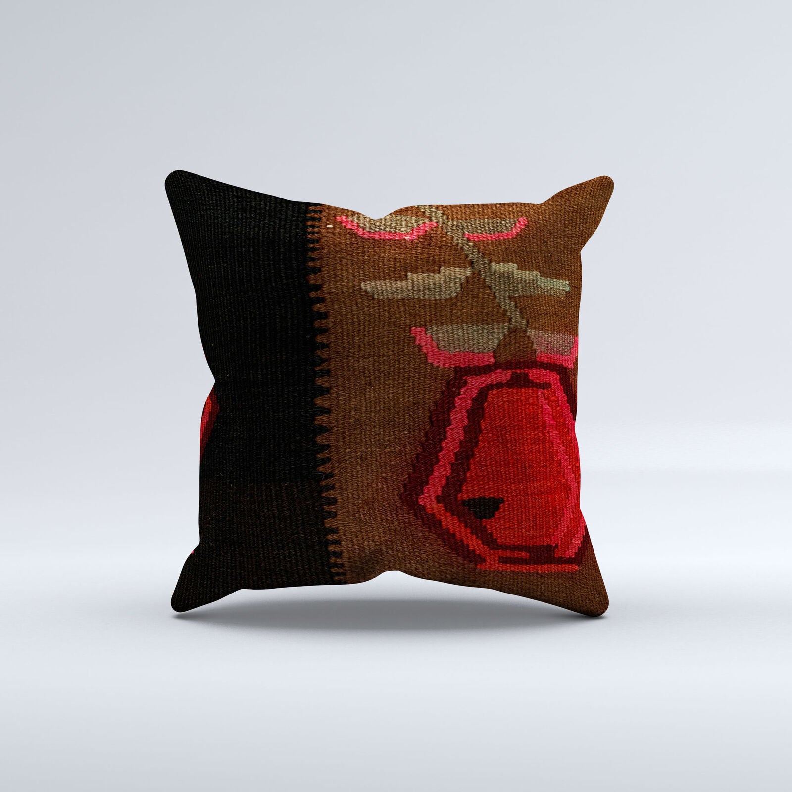 Vintage Turkish Kilim Cushion Cover 40x40 cm Square Wool Kelim Pillowcase  40884