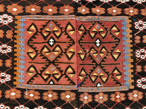 Vintage Turkish Kilim Rug 467x210 cm Tribal Kelim Red, Green, Black, Gold Large
