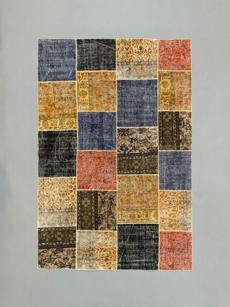 Distressed Vintage Turkish Patchwork Rug 250x167 cm Wool Large