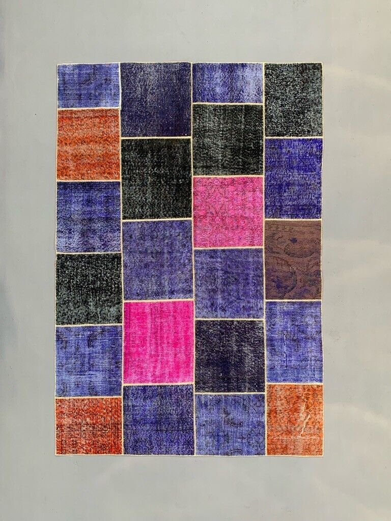 Distressed Vintage Turkish Patchwork Rug 250x170 cm Wool Large