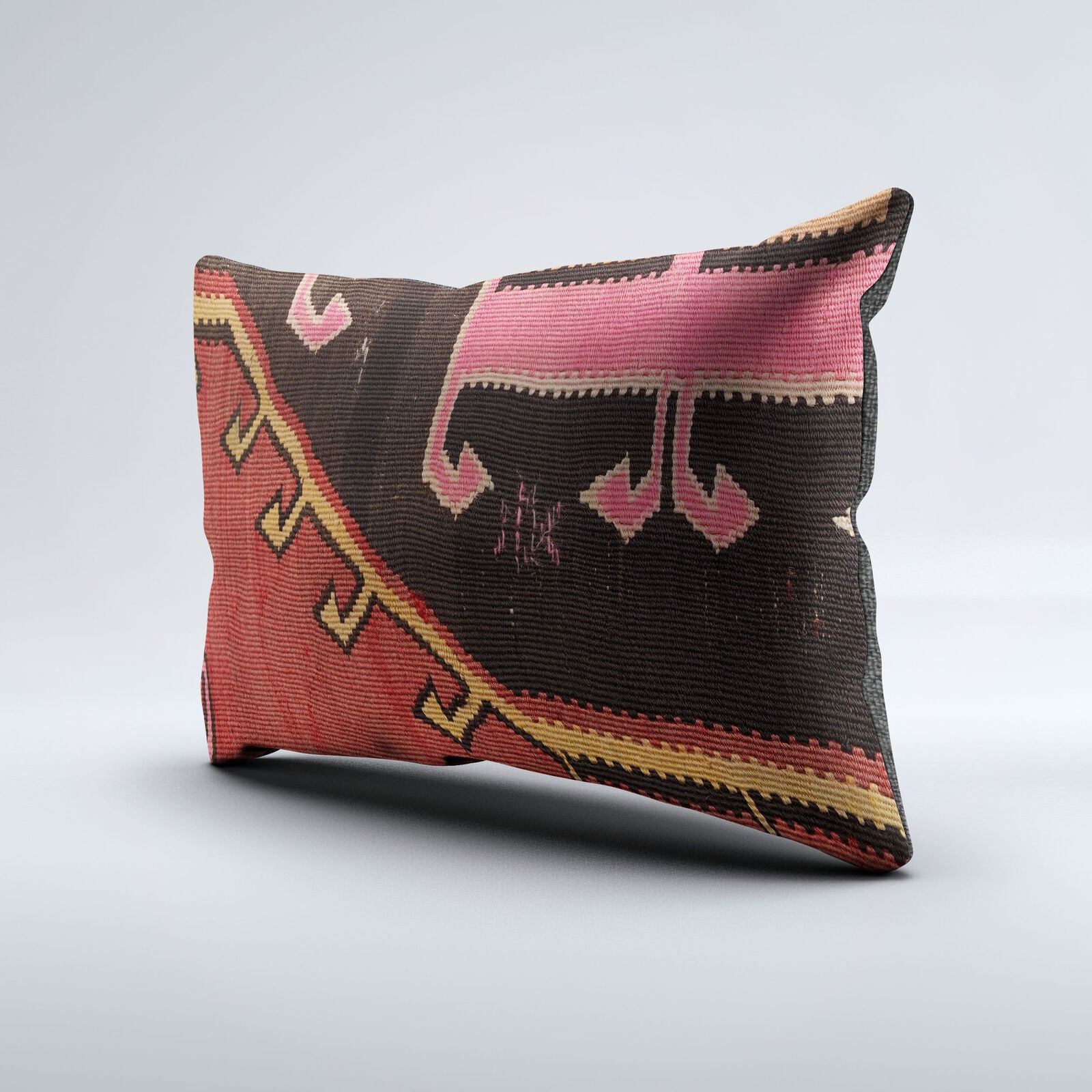 Vintage Turkish Kilim Cushion Cover 60x40 cm Wool Kelim Pillowcase 64657