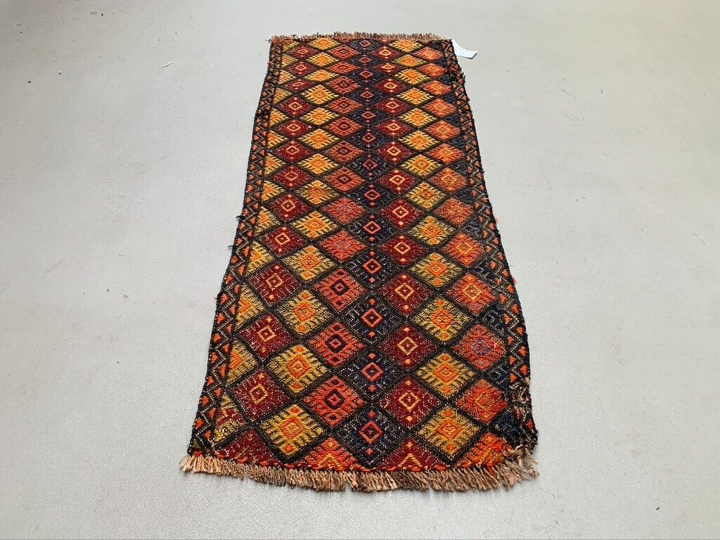 Vintage Turkish Mini Kilim 127X50 cm Wool Small Kelim Runner, shabby Chic