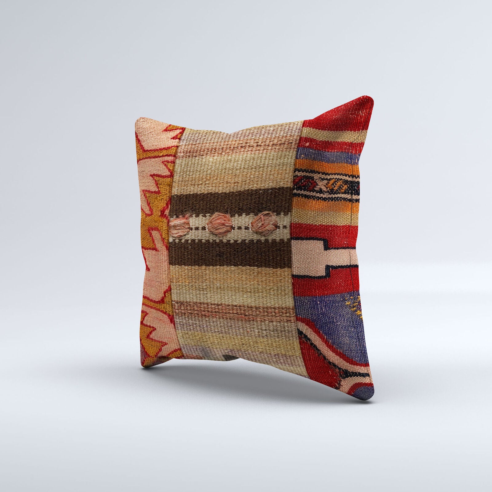 Vintage Turkish Kilim Cushion Cover 40x40 cm Square Wool Kelim Pillowcase  40814