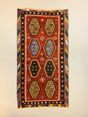 Vintage Turkish Kilim 280x150 cm, Antique Kelim Rug Large Red, Black kilimshop.myshopify.com