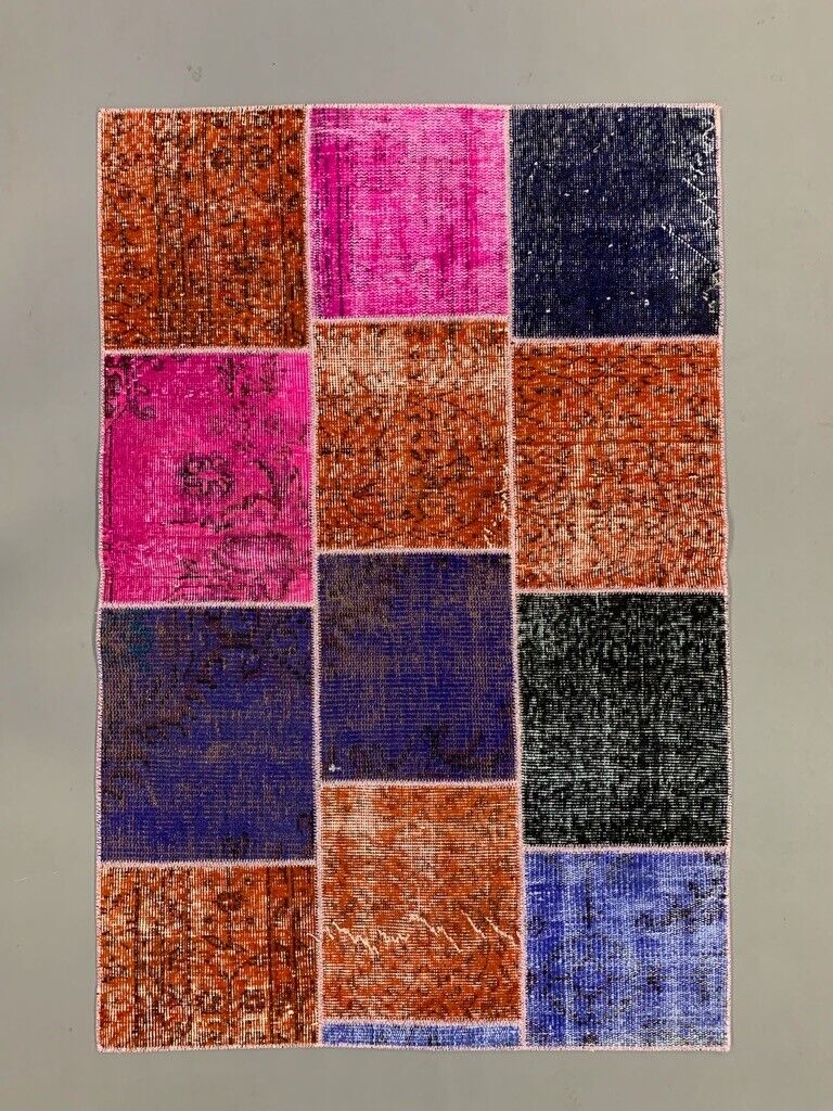 Distressed Vintage Turkish Patchwork Rug 150x100 cm Wool Medium