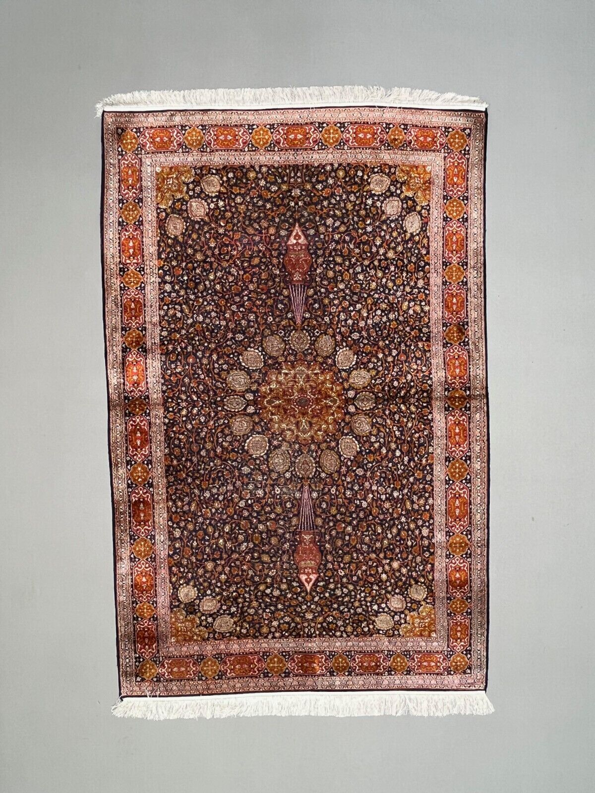Extremely Fine Vintage Tribal Silk Rug, 195x121 cm, Handmade