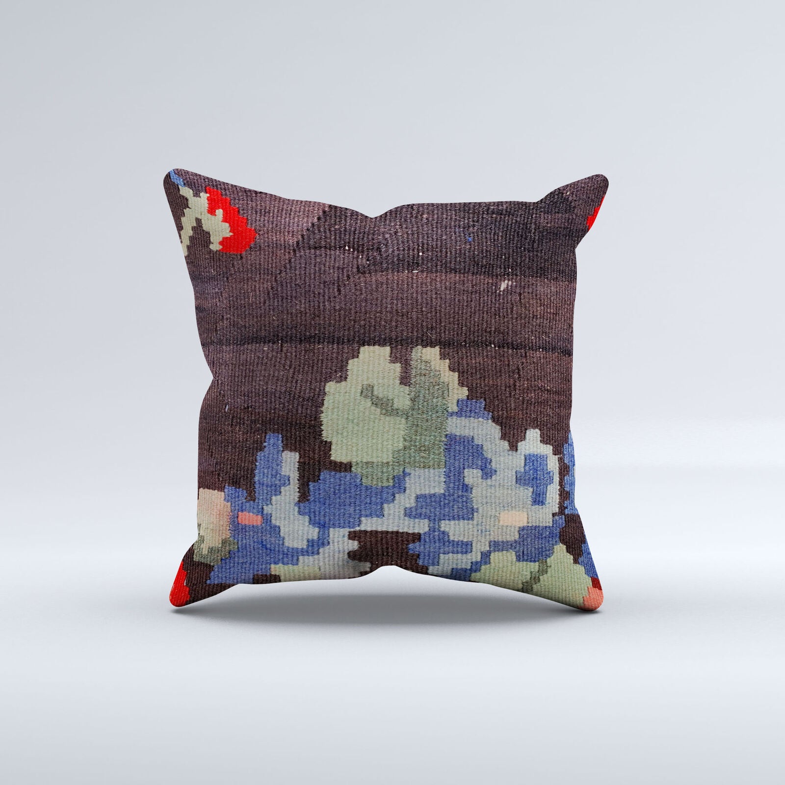 Vintage Turkish Kilim Cushion Cover 40x40 cm Square Wool Kelim Pillowcase  40853