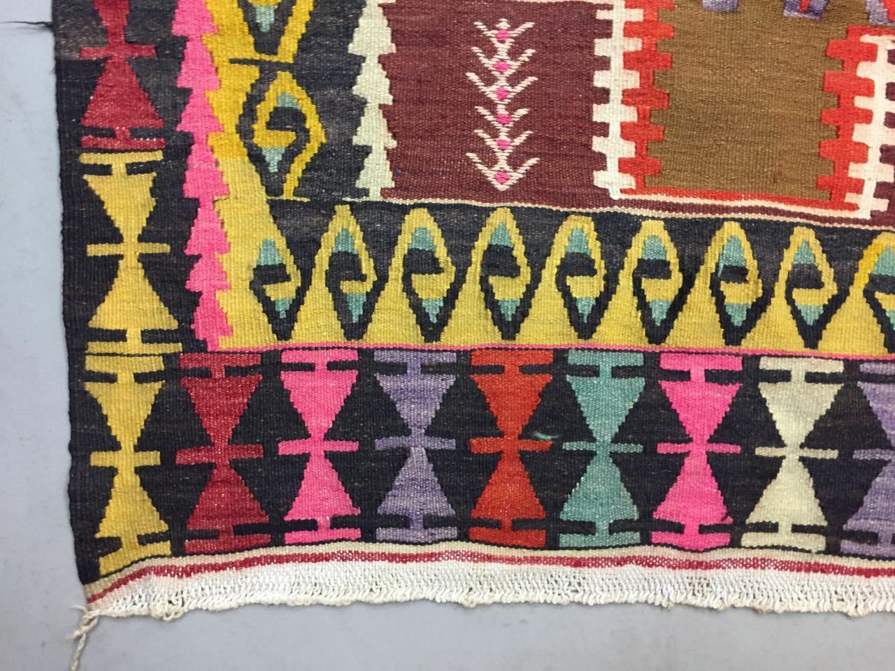 Colourful old Turkish Kilim Rug shabby vintage Antique Kelim 195x109cm Medium Antiques:Carpets & Rugs kilimshop.myshopify.com