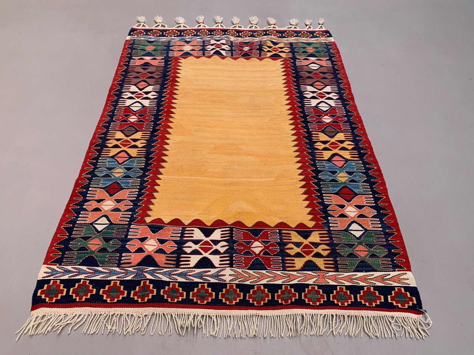 Turkish Ushak Kilim Rug 155x111 cm shabby vintage wool decor Kelim Medium