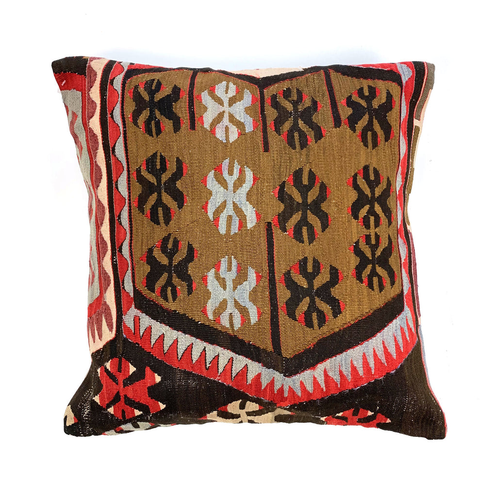 Vintage Kilim Cushion Cover 60x60 cm Square Wool Kelim Pillow Moroccan Decor kilimshop.myshopify.com