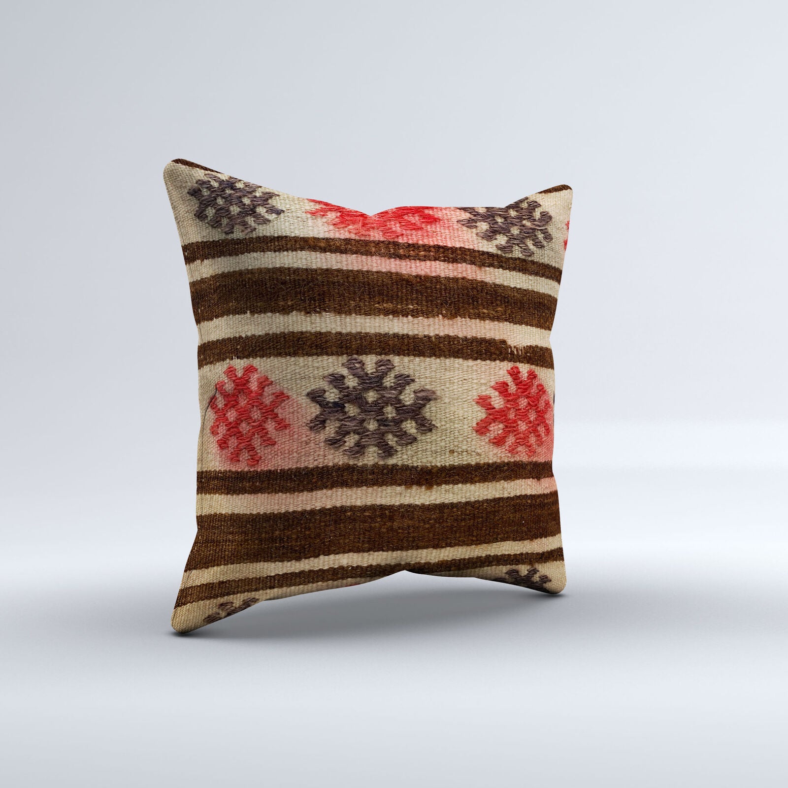 Vintage Turkish Kilim Cushion Cover 40x40 cm Square Wool Kelim Pillowcase  40825