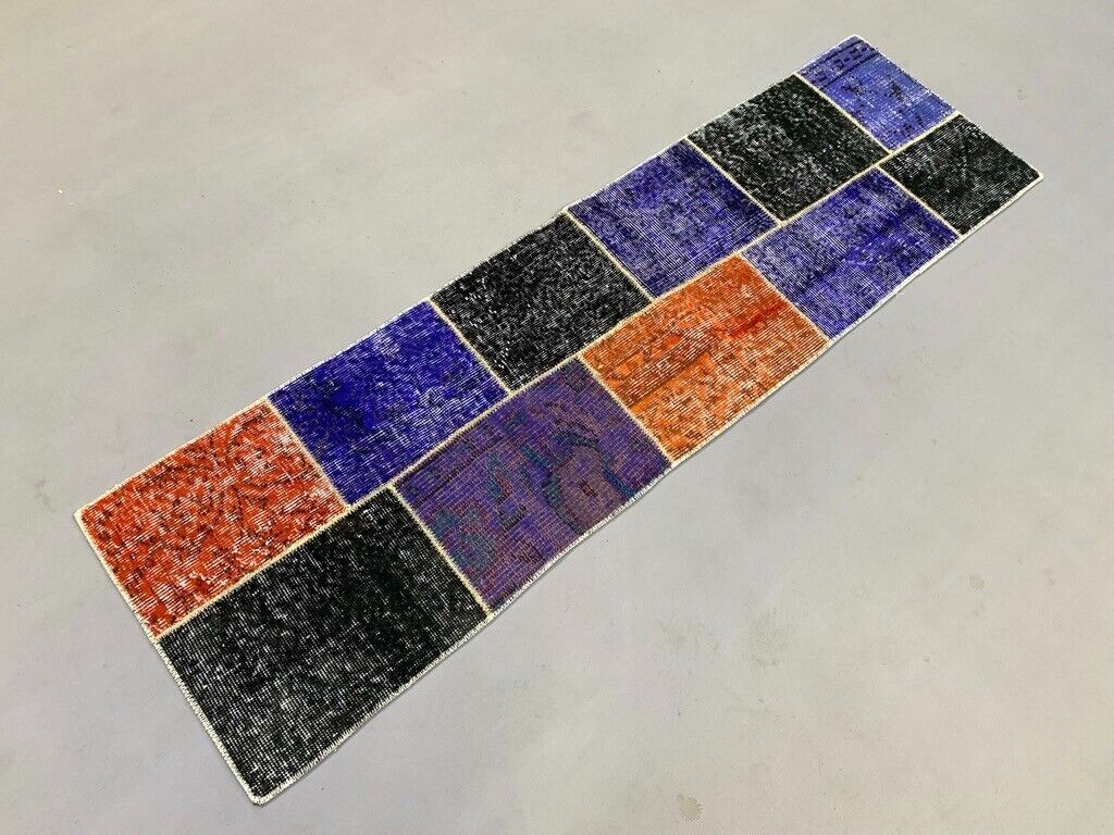 Vintage Turkish Patchwork Runner 180x50 cm Wool Rug 2168