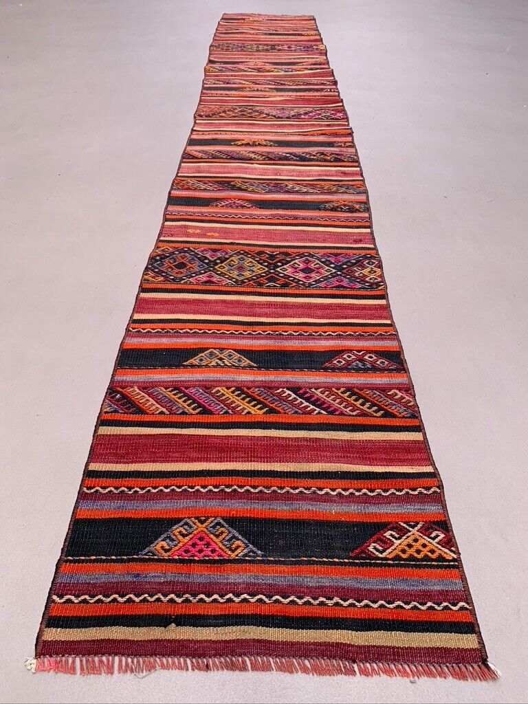Old Turkish narrow Kilim Runner 318x50 cm shabby chic, vintage kelim