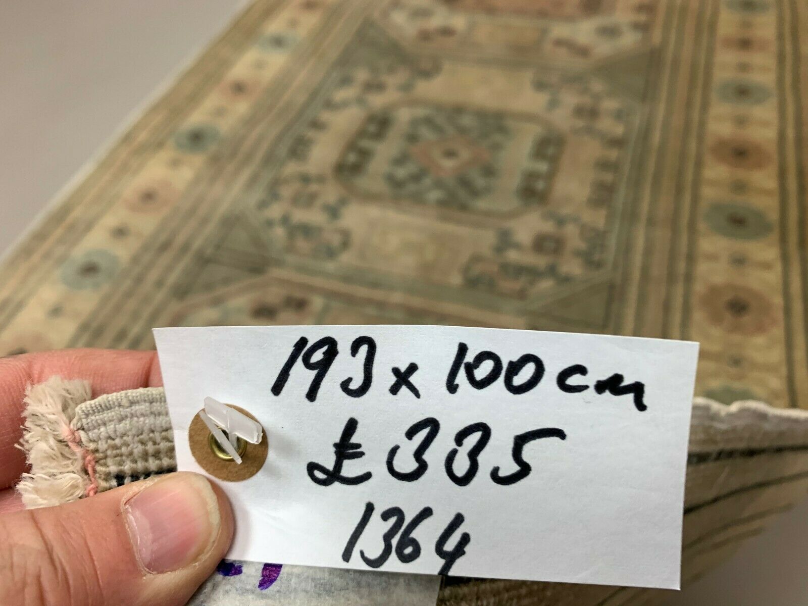 Distressed Turkish Rug 193x100 cm wool Vintage shabby Chic Tribal Blue, Beige kilimshop.myshopify.com