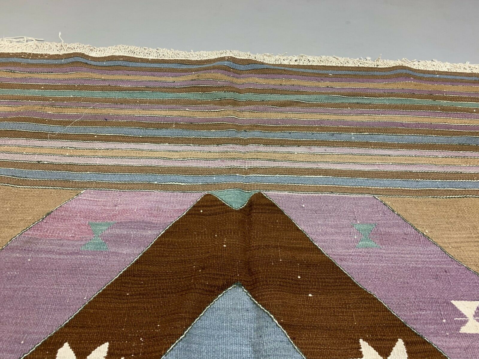 Vintage Turkish Kilim  242x174 cm Kelim Rug, Wool, Large Brown, Beige, Purple kilimshop.myshopify.com