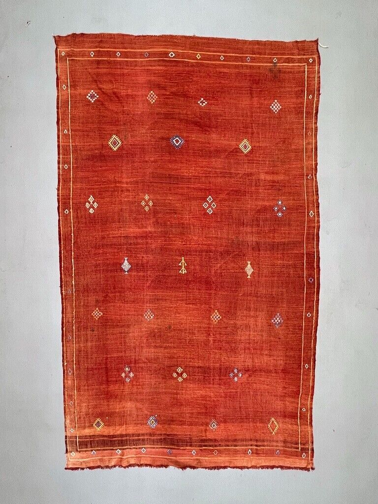 Vintage Moroccan Vegan Silk/Wool Berber Kilim 365x216 cm X Large Kelim Rug