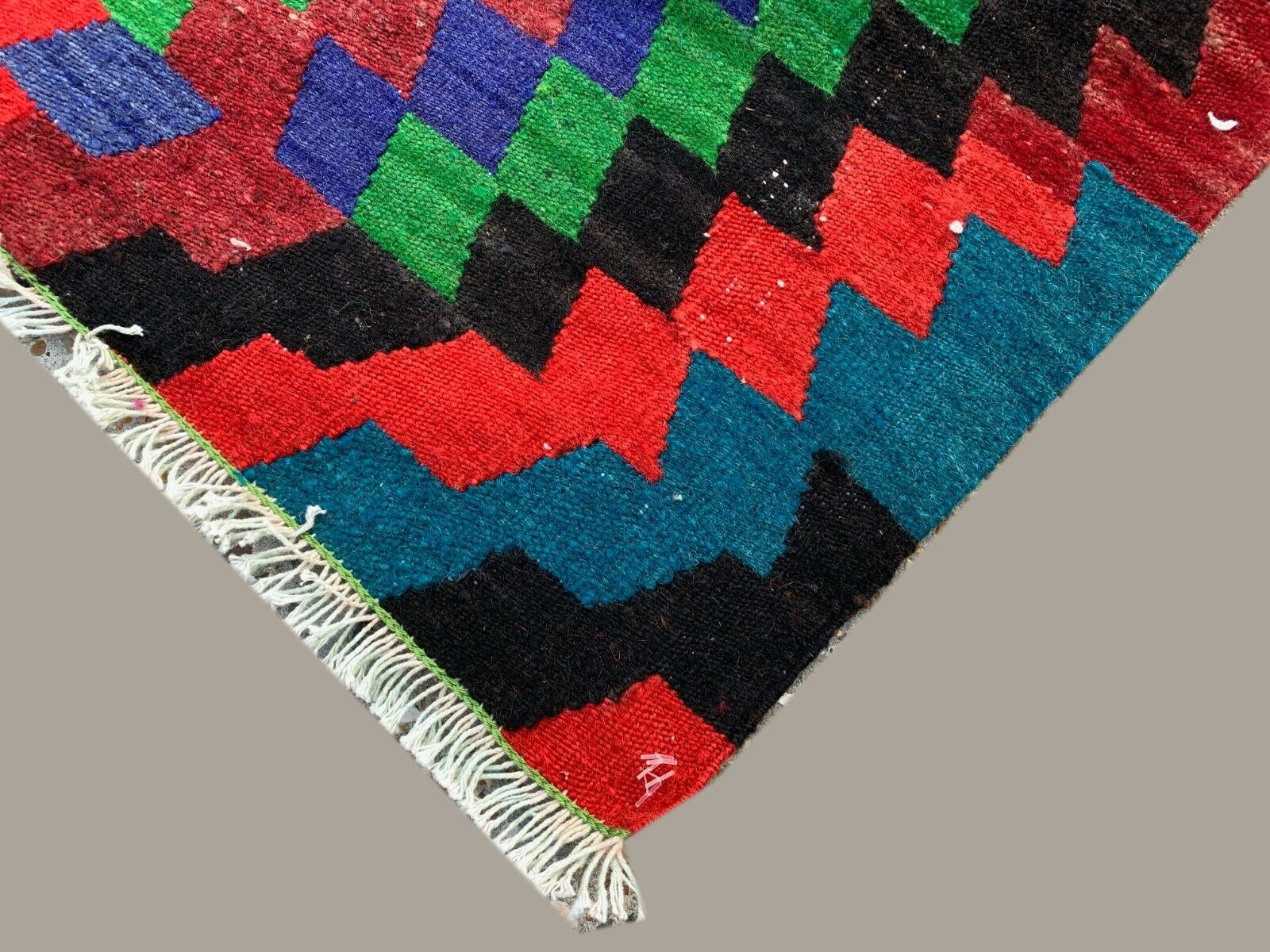 Vintage Turkish Kilim 340x183 cm wool kelim rug Large Purple, Green, Black, Blue