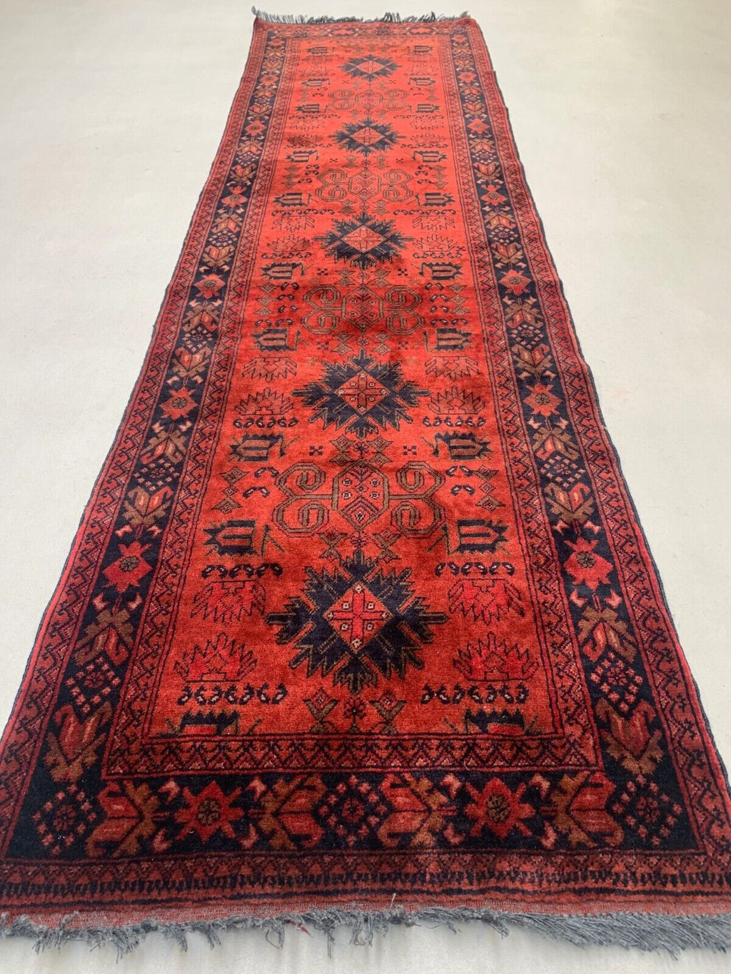 Afghan Khal Mohammadi Runner 307x81 cm, Vintage Turkoman Rug
