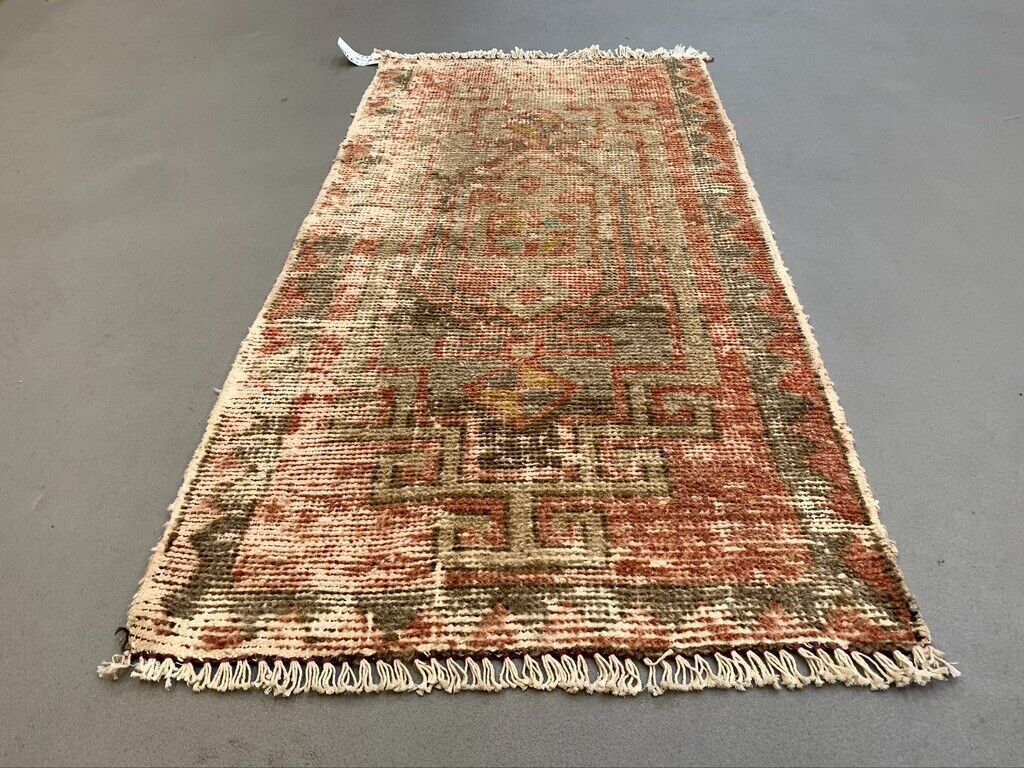 Small Vintage Turkish Rug 102x49 cm, Short Runner, Tribal, Shabby, Mini Carpet