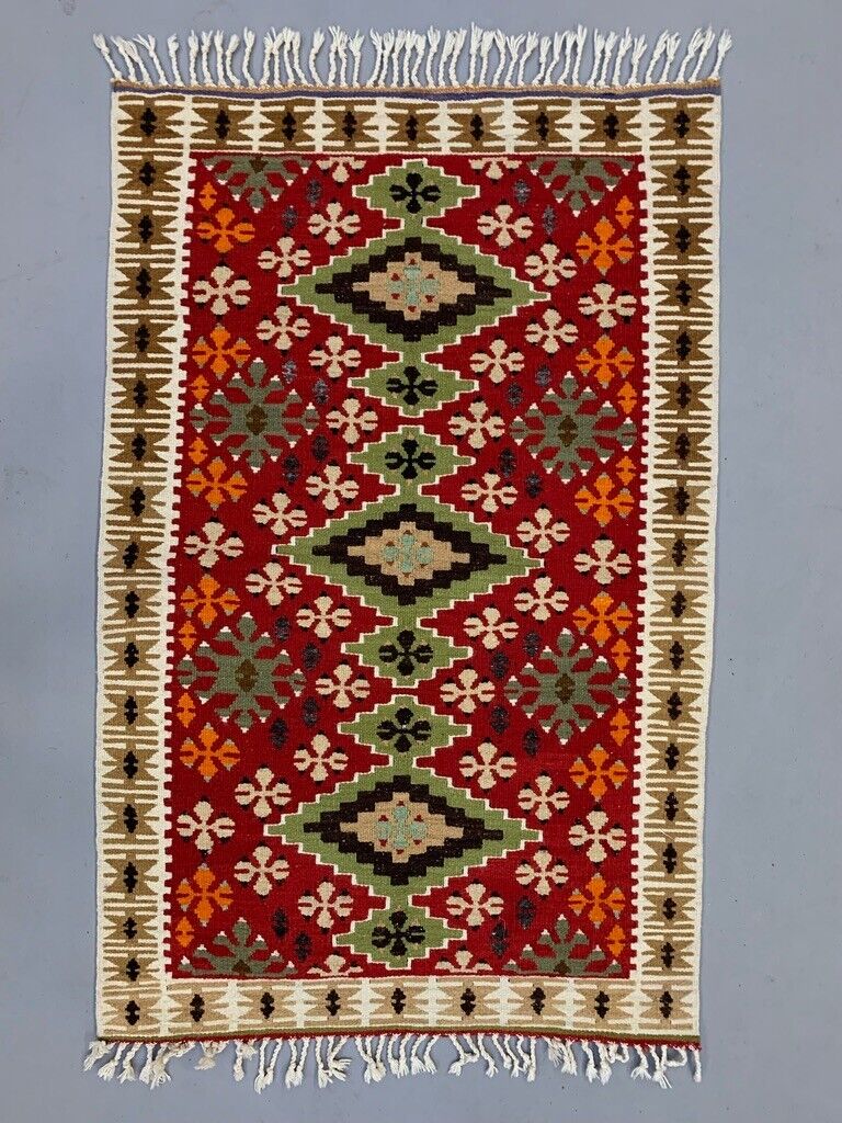 Small Vintage Turkish Kilim Rug 122x80 cm Wool Kelim
