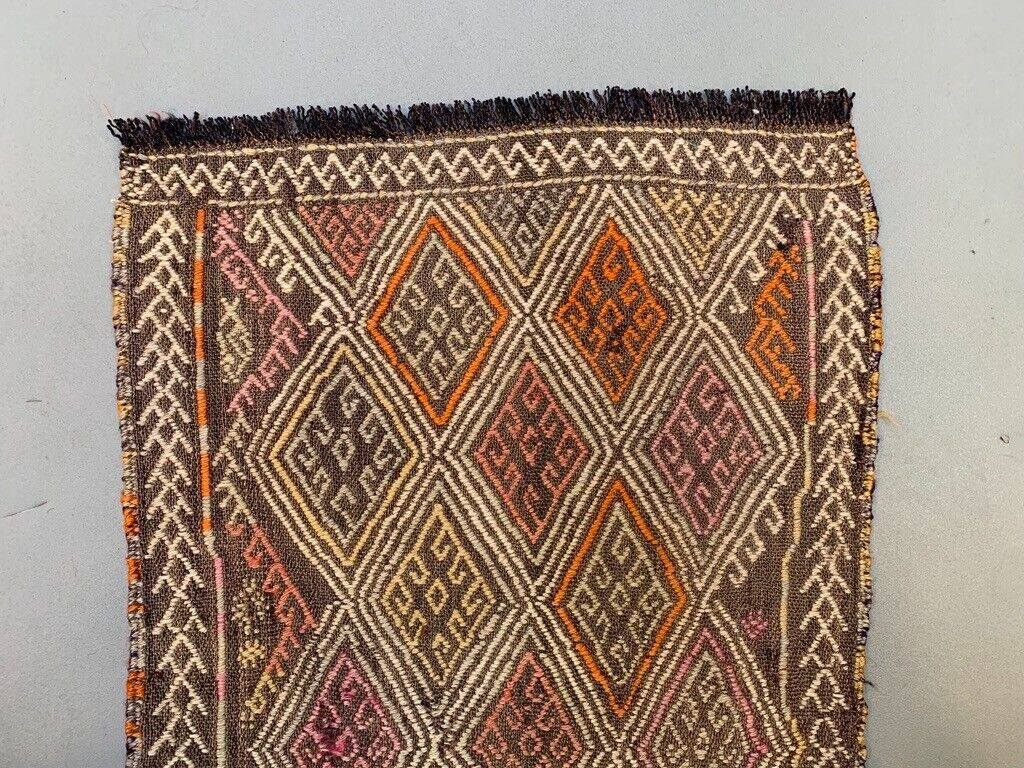 Vintage Turkish Mini Kilim 75x51 cm Wool Small Kelim Runner, shabby Chic