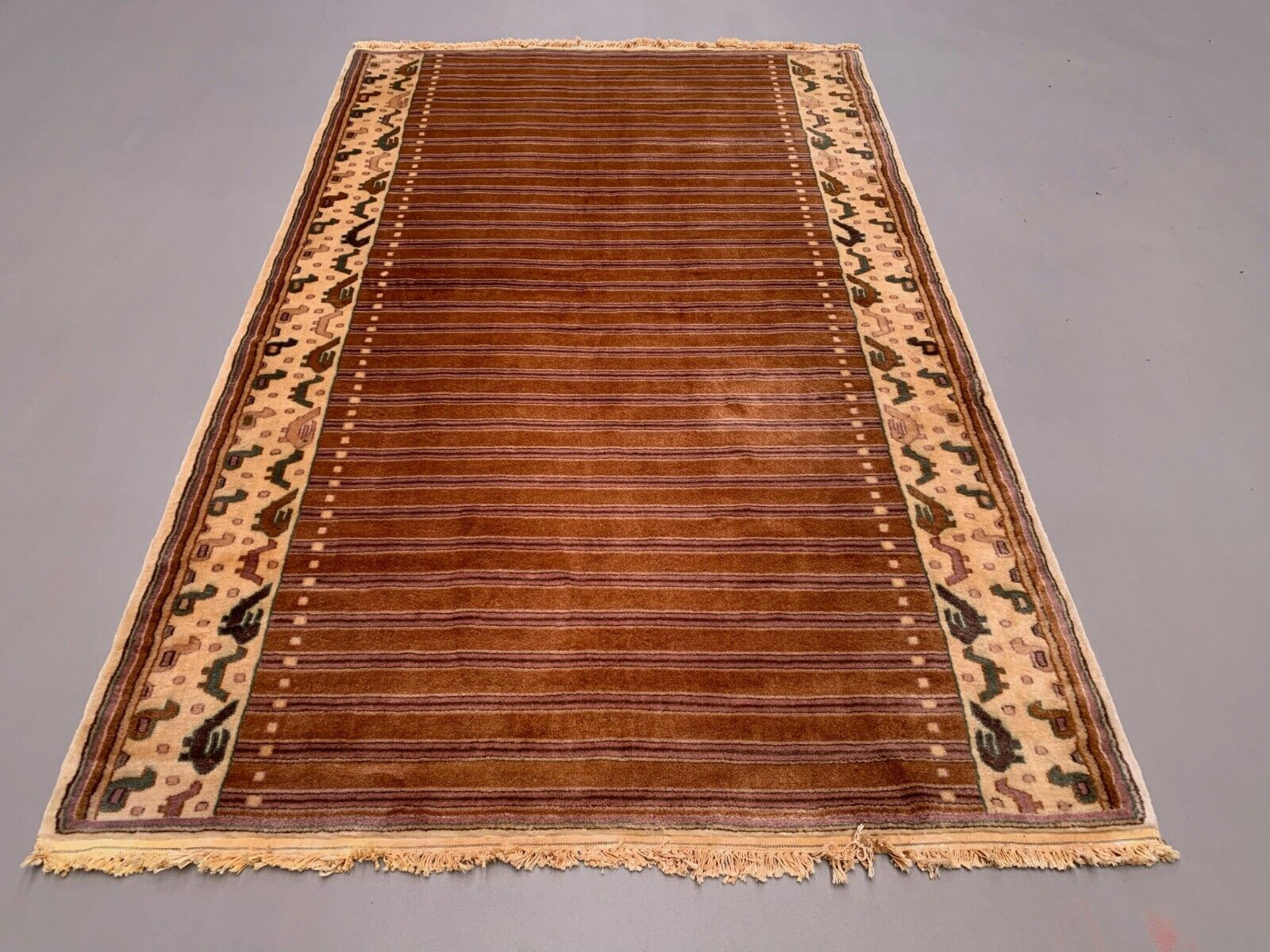 Fine Vintage Pakistani Rug, 200x125 cm Turkoman Bokhara Beige Medium