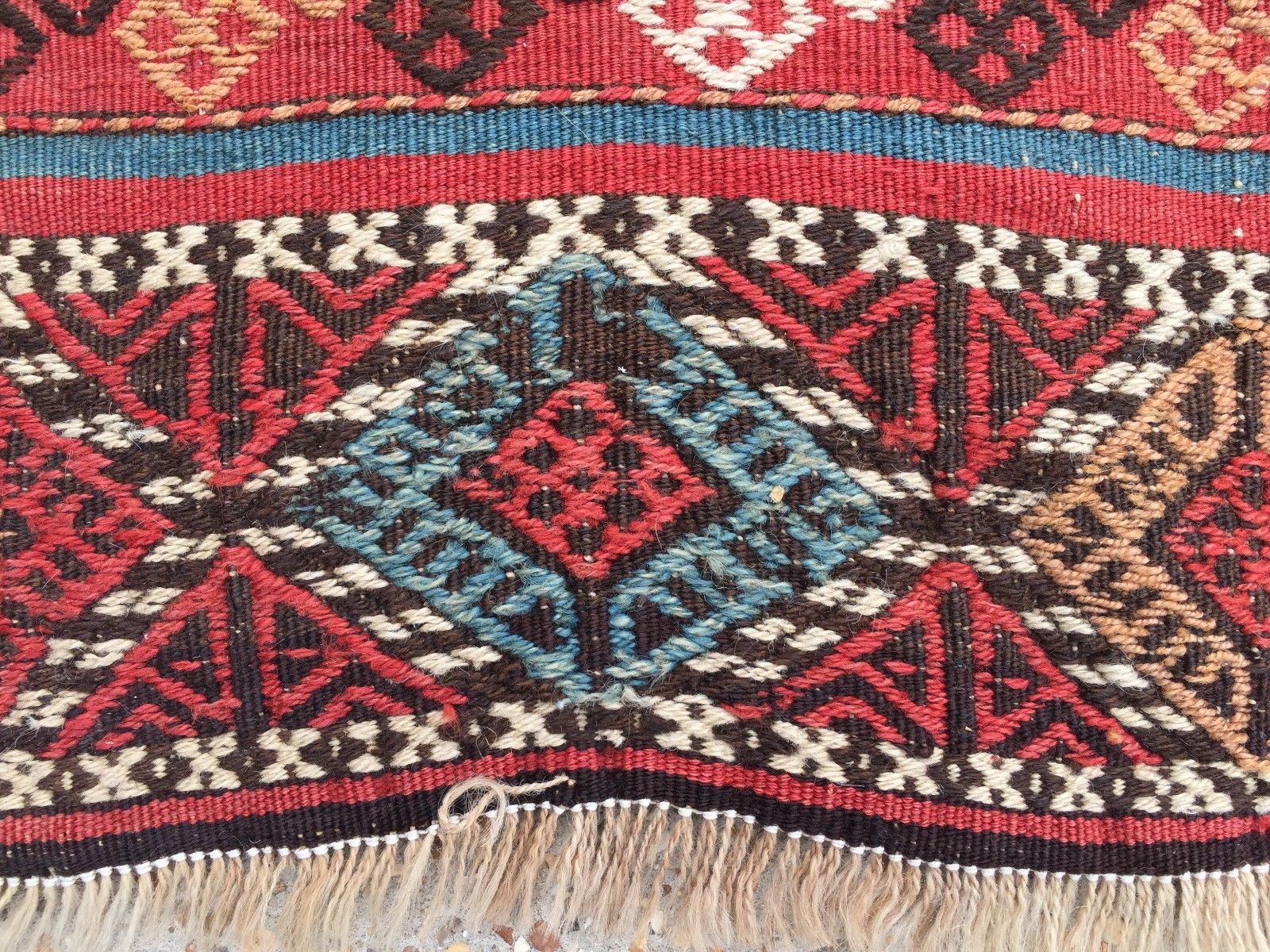 Antique Turkish Kilim Rug shabby vintage old wool country home Kelim 95x93cm Antiques:Carpets & Rugs kilimshop.myshopify.com