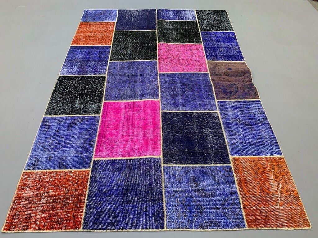 Distressed Vintage Turkish Patchwork Rug 250x170 cm Wool Large