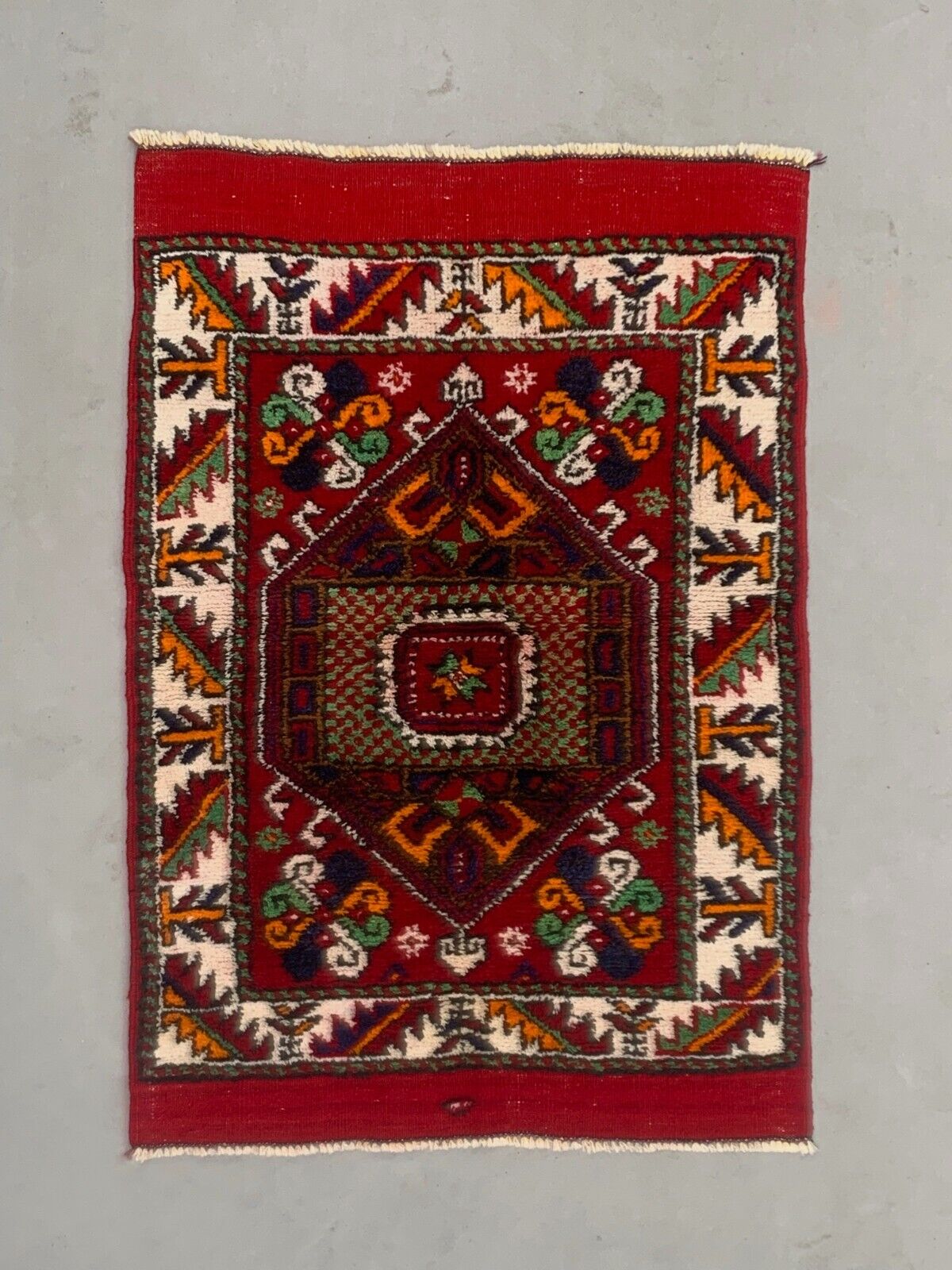 Vintage Western Turkish Rug Oriental 120x80 cm Tribal Small Carpet, Red