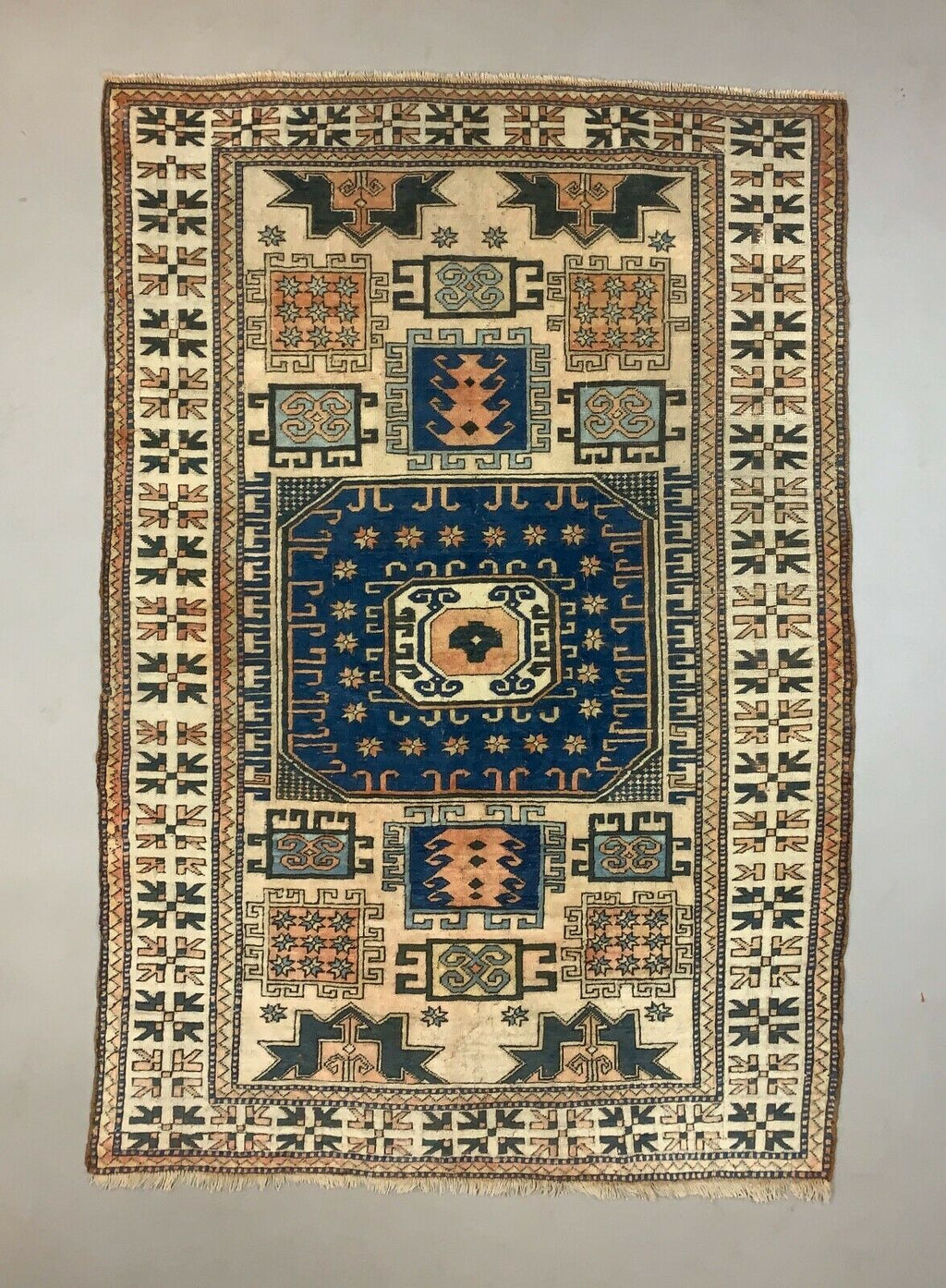 Old Turkish Kazak Rug Oriental 240x165 cm vintage carpet, Tribal Handwoven kilimshop.myshopify.com