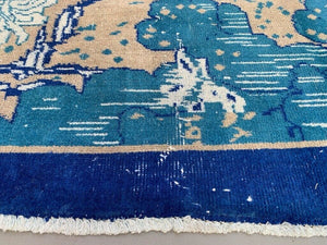 Vintage Turkish Rug 216x124 cm shabby Distressed carpet medium