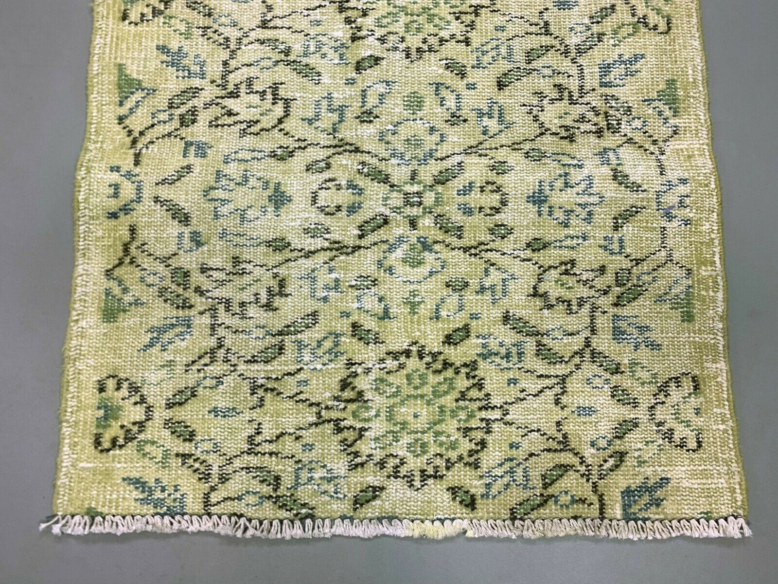 Distressed Turkish Runner 157x72 cm Vintage rug, Overdyed Yellow, Black Small kilimshop.myshopify.com